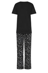 LTS Tall Women's Black 'Cosmic Dreaming' Slogan Cotton Wide Leg Pyjama Set | Long Tall Sally 6