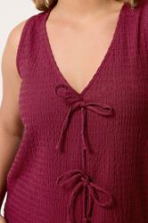 YOURS Plus Size Red Textured Bow Waistcoat | Yours Clothing 4