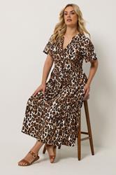YOURS Plus Size Brown Leopard Half Placket Dress | Yours Clothing 3