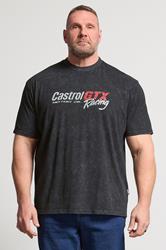 BadRhino Big & Tall Black Acid Wash 'Castrol' Graphic T-Shirt | BadRhino 3