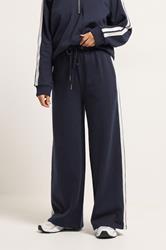 PixieGirl Petite Women's Set Navy Blue Stripe Cotton Sweatshirt & Wide Leg Joggers | PixieGirl 6