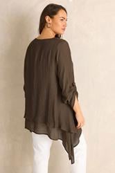 EVANS Plus Size Chocolate Brown Double Layer Blouse | Evans 2