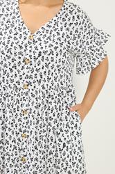 YOURS Plus Size White Floral Frill Sleeve Dress | Yours Clothing 4