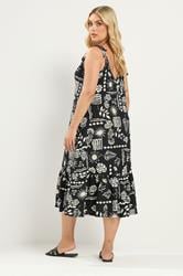 YOURS Plus Size Black Abstract Tiered Sundress | Yours Clothing 2