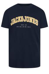 JACK & JONES Camiseta algodón azul marino logo varsity