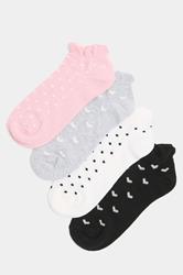YOURSET 4 PACK Plus Size Pink Polka Dot Liner Socks | Yours Clothing 3
