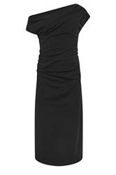 STAR Robe mi-longue noire drapée