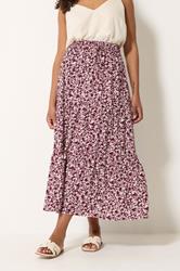 M&Co Purple Ditsy Floral Crinkle Maxi Skirt | M&Co 1