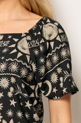 LTS Tall Black Coastal Print Square Neck Top | Long Tall Sally 4