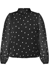 M&Co Petite Black Spot Print Tie Neck Chiffon Blouse | M&Co 5