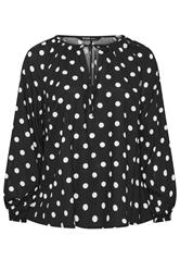 YOURS Plus Size Black Polka Dot Print Blouse | Yours Clothing 6