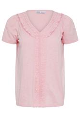 M&Co Petite Pink Short Sleeve Frill Cotton Blouse | M&Co 5