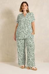 EVANS Plus Size Khaki Green Aztec Print Shirt | Evans 1