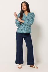 M&Co Petite Blue Ditsy Floral Cotton Blouse | M&Co 1