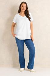 EVANS Plus Size 2 Pack Blue & White Cotton T-shirts | Evans 5