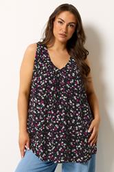 YOURS Plus Size Black Daisy Print Vest Top | Yours Clothing 3