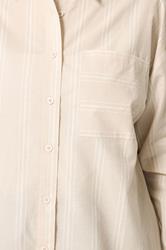 YOURS Plus Size Natural Brown Stripe Button Shirt | Yours Clothing 5