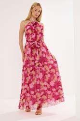 STAR Pink Blurred Abstract Metallic Pleated Dress | StarByJM 3