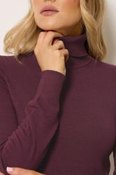 LTS Tall Women's Burgundy Red Knitted Roll Neck Jumper | Long Tall Sally 4