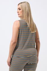 LIMITED COLLECTION Plus Size Brown Stripe Button Waistcoat | Yours Clothing 2