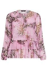 STAR Pink Animal Frill Hem Blouse