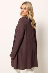 YOURS Plus Size Chocolate Brown Bubble Textured Blazer | Yours Clothing 2