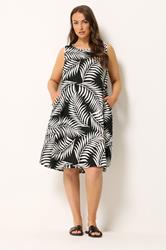 YOURS Curve Plus Size Leaf Swing Pocket Dress | Yours Clothing 1