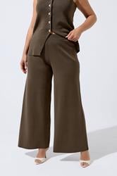 LIMITED COLLECTION Plus Size Chocolate Brown Knitted Trousers | Yours Clothing 1