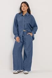 PixieGirl Petite Women's Mid Blue Pull-On Wide Leg Jeans | PixieGirl 3