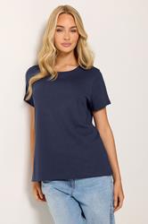 M&Co 2 PACK White and Navy Blue Cotton Crew Neck T-Shirts | M&Co 1
