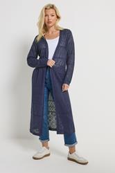 M&Co Navy Blue Pointelle Longline Cardigan | M&Co 1
