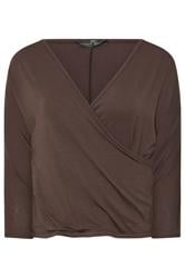 PixieGirl Petite Chocolate Brown Wrap Top