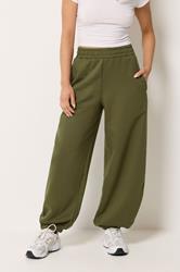 PixieGirl Petite Women's Olive Green Brushed Balloon Joggers | PixieGirl 1