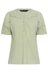 M&Co Sage Green Broderie Cotton T-Shirt