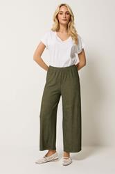 M&Co Khaki Green Wide Leg Cropped Trousers | M&Co 1