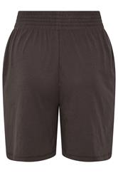 YOURS Plus Size Brown Shirred Waist Shorts | Yours Clothing 8