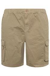 KAM Big & Tall pantalones cortos cargo marrón piedra con cintura elástica