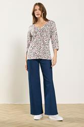 M&Co Pink Floral Henley Top | M&Co 1