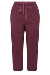 YOURS Curve Burgundy Red Cool Cotton Barrel Leg Trousers