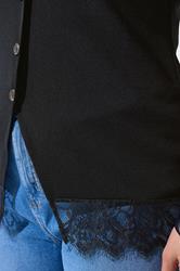 LIMITED COLLECTION Plus Size Black V-Neck Lace Hem Top | Yours Clothing 4