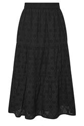 M&Co Petite Black Broderie Tiered Cotton Maxi Skirt
