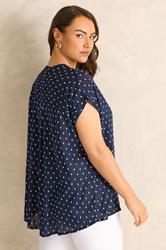EVANS Plus Size Navy Blue Dobby Short Sleeve Shirt | Evans 2