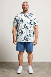 JACK & JONES Big & Tall Off White Leaf Printed T-Shirt | BadRhino 1