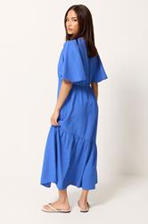 PixieGirl Petite Blue Asymmetric Tiered Midi Dress | PixieGirl 2