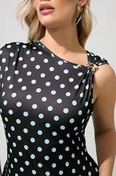 YOURS LONDON Plus Size Chocolate Brown Polka Dot Buckle Detail Dress | Yours Clothing 5