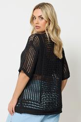YOURS Plus Size Black Open Stitch Cardigan | Yours Clothing 2