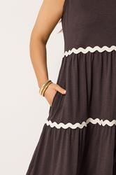 YOURS Plus Size Chocolate Brown Swirl Trim Maxi Dress | Yours Clothing 4