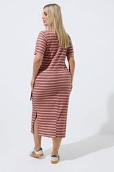 LIMITED COLLECTION Plus Size Pink Stripe Ribbed Knot Dress | Yours Clothing 2