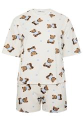 YOURS Plus Size Ivory White Teddy Short Pyjama Set | Yours Clothing 6