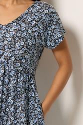 M&Co Petite Black Floral V-Neck Midi Dress | M&Co 4